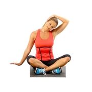 The girl performs the tilts of her head