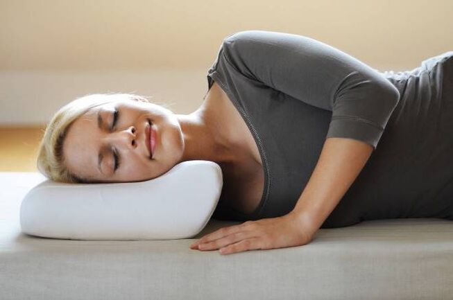 Sleep on orthopedic pillow such as preventing cervical osteochondrosis