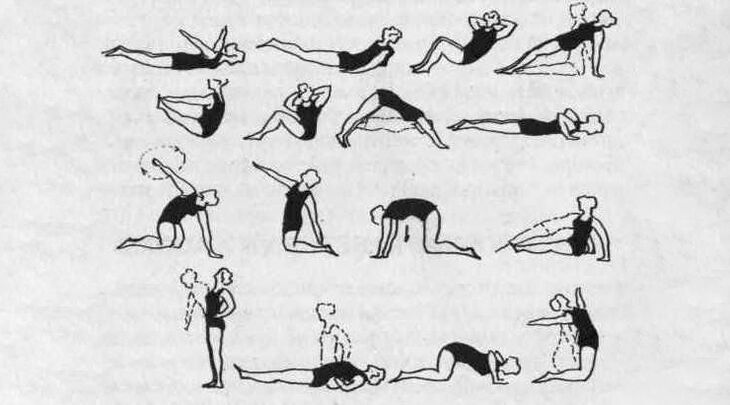 Complex of exercise therapy that helps to relieve stiffness of muscle tissue in thoracic osteochondrosis